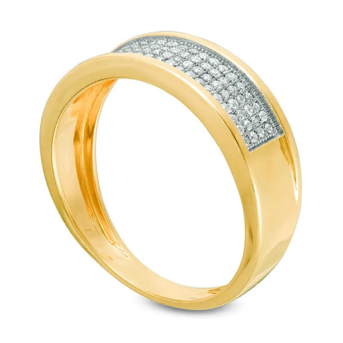 Goldia Mens 025 CT TW Natural Diamond Wedding Band in Solid 10K Yellow Gold Rings