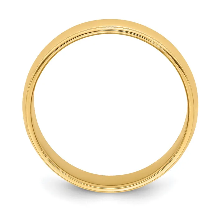 Goldia Rings Solid 14K Yellow Gold 6mm Milgrain HalfRound Wedding MensWomens Wedding Band Ring Size 95