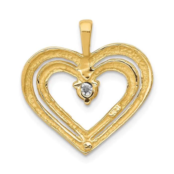 14k AA Diamond Double Heart Pendant TreasureFineJewelers Necklaces