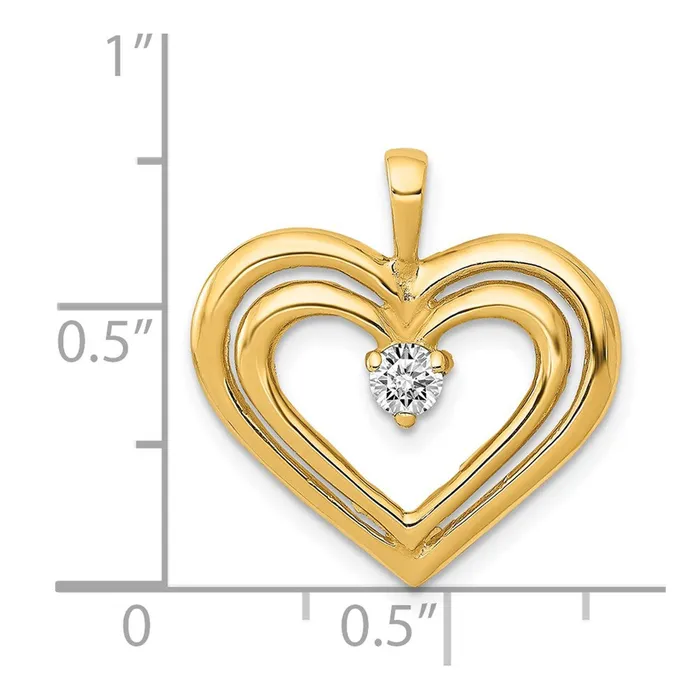 14k AA Diamond Double Heart Pendant TreasureFineJewelers Necklaces