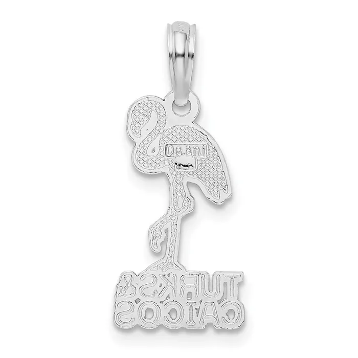 TreasureFineJewelers Necklaces Sterling Silver Polished Enameled Turks Caicos wFlamingo Pendant