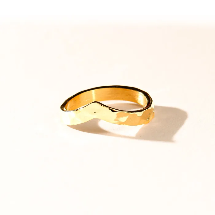 Move Mountains Hammered Stainless Steel Ring faithbraceletco Rings