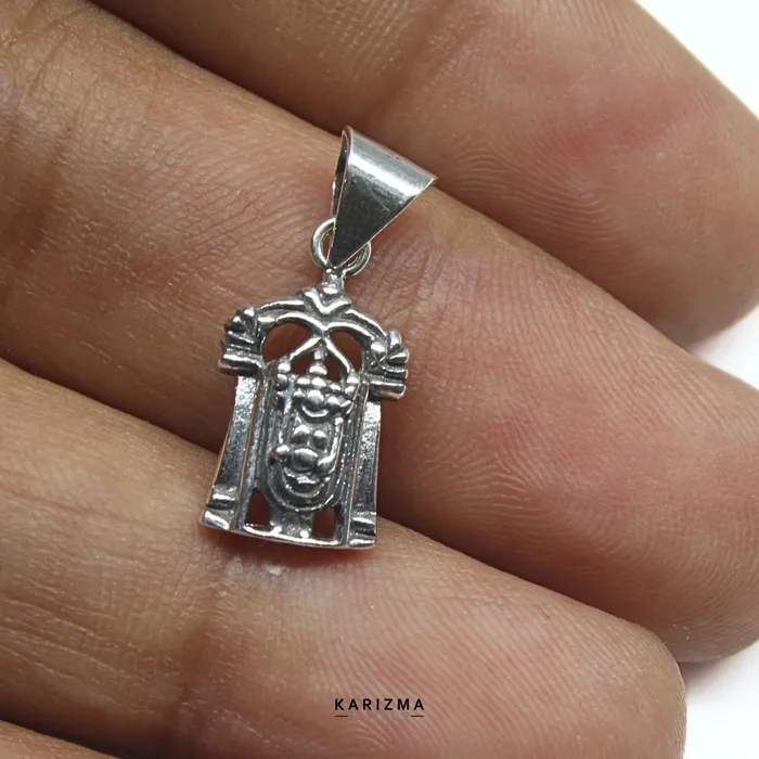 Necklaces Karizma Jewels Indian Cultural design 925 Sterling Silver Oxidized Finish Sri Balaji Pendant