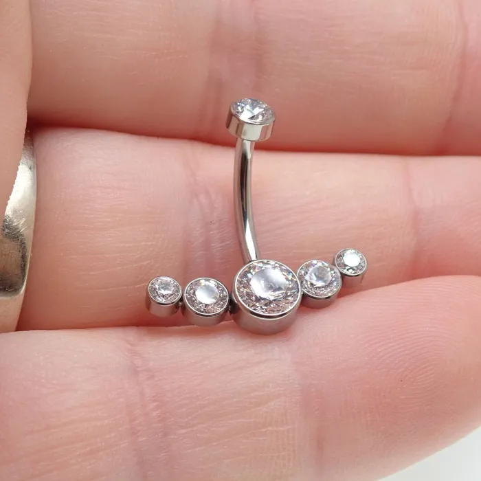 Rings CZ Cluster Belly Ring 14g Body Clickers