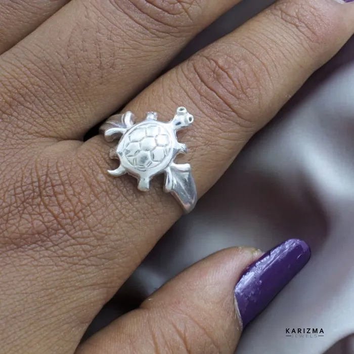 Turtle Style Indian Real 925 Solid Silver Unisex Ring Karizma Jewels Rings