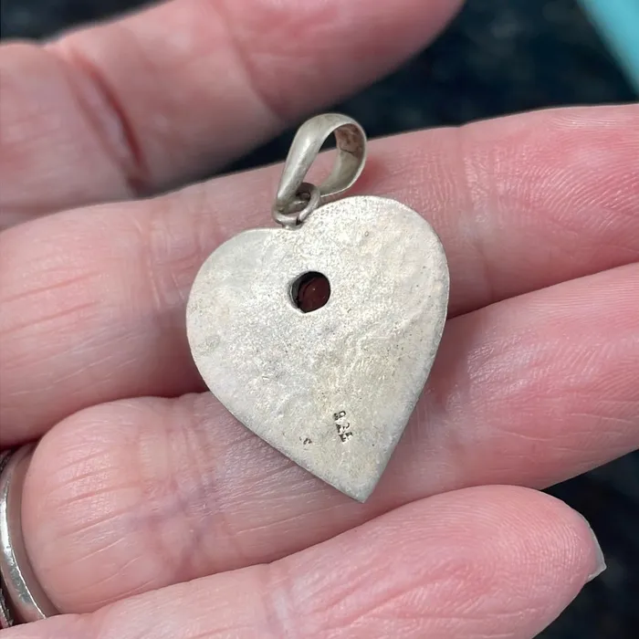 Necklaces Engraved Heart Pendant Citrine Sterling Silver vintage Vintage Paris Jewelry