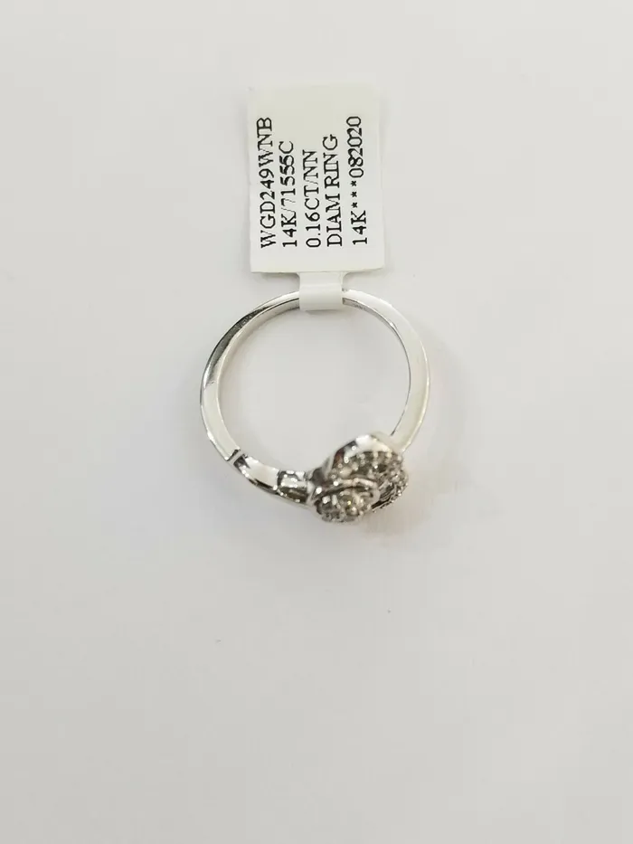 Gold and Diamond Rings 14k White Gold Diamonds ladies Ring Heart shaped Flower Setting Sizable REAL